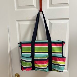 Thirty-One Zip-Top Organizing Utility Tote in the Preppy Pop pattern.